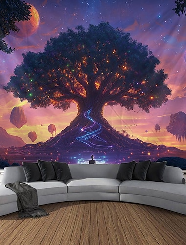  Mandala hängende Wandteppich Lebensbaum Wandkunst Großer Wandteppich Wanddekoration Foto Hintergrund Decke Vorhang Heim Schlafzimmer Wohnzimmer Dekoration