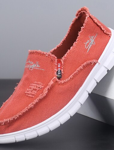  Herr Tofflor och Slip-Ons Komfort Loafers Kanvas Bekväm Halksäker Loafers Röd Brun Grön