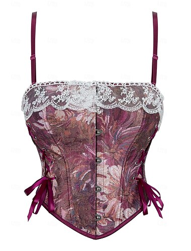 Retro Vintage Mittelalterlich Renaissance Korsett Weste Bustier Ren Faire Schnürung Blumen Jacquard Damen Keltisch Fantasie königlich Halloween Karneval Party Alltagstauglich LARP Erwachsene Korsett