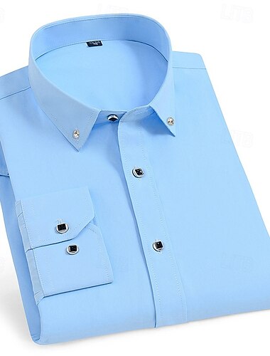  Homens Camisa Social Saia camisa de botão Tecido Casamento Festa Preto Branco Rosa Vinho Manga Longa Lapela Primavera Outono Roupa Bolsos
