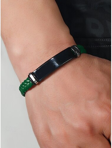  grünes geflochtenes Lederarmband für Herren mit schwarzem Edelstahlverschluss – stilvoll und langlebig, ideal für die Freizeit und den Alltag