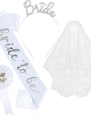  BRAUT ZU SEIN Accessoires für Junggesellinnenabschiede Stirnband Schärpe Brautschleier Erwachsene Damen Hochzeit Brautparty Junggesellinnenabschiedsparty Halloween Karneval Einfaches Karnevalskostüm