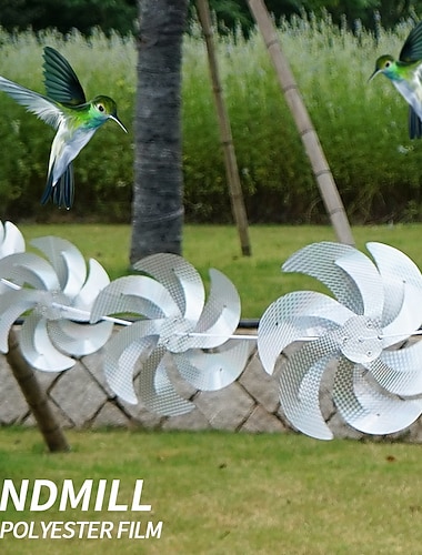  Molino de viento repelente de pájaros para exteriores de 8 piezas, disuasivo eficaz para pájaros, materiales duraderos, movimiento giratorio para mantener alejados a los pájaros, ideal para jardines,