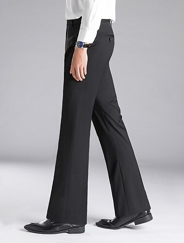  Voor heren Pakken Uitlopende broek Broek Chinese Knop Zak Effen Comfort Formeel Feest Werk Modieus Klassieke Stijl Zwart Marineblauw Micro-elastisch