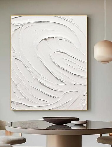  grande pintado à mão branco abstrato em tamanho enorme pintura a óleo puro branco 3d arte de parede grande pintura abstrata pintura minimalista moderna pintura a óleo abstrata texturizada arte de
