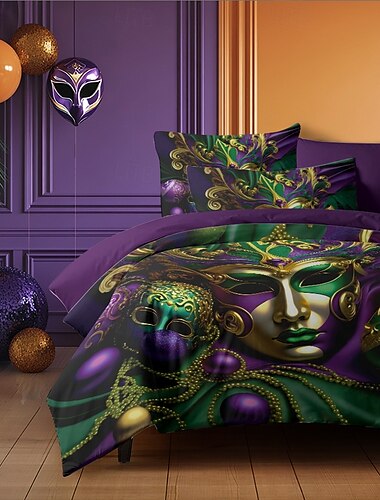  copripiumini carnevaleschi dal design vivace e festoso che aggiunge colore ed energia alla tua camera da letto, tessuto morbido e confortevole per un sonno notturno accogliente