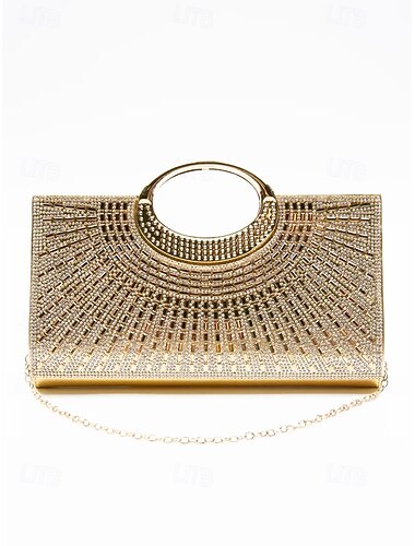 glamoureuze gouden kristallen avond clutch met ronde handgreep – strass handtas voor vrouwen, perfect voor bruiloften, feesten en formele evenementen