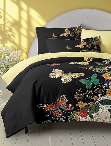  Set copripiumino con motivo a farfalla set morbido set biancheria da letto in cotone di lusso in 3 pezzi decorazioni per la casa regalo copripiumino king size