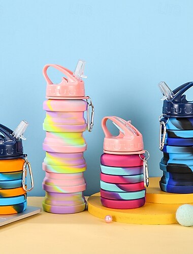  складная силиконовая бутылка для воды - герметичная, без бисфенола А &экономия места для пеших прогулок & путешествовать