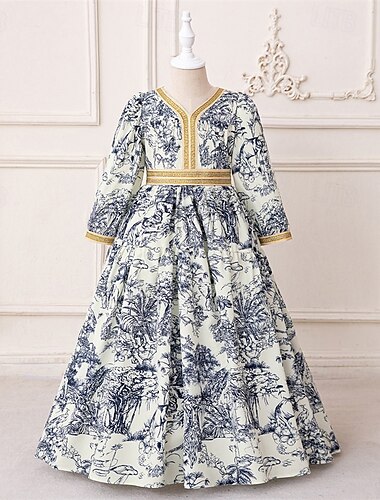 kinderkleidung Mädchen Kleid Graphic Kurzarm Langarm Outdoor Casual Modisch Kostüm Polyester Übers Knie Casual kleid A Linie Kleid Boho-Kleid Sommer Frühling 4 Jahre + Schwarz Weiß Champagner