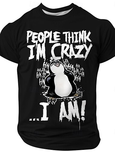  Men's Funny Penguin T Shirt Polyester Short Sleeve Graphic Shirt Black Blue Purple Comfortable Tee Party Street Fashion Designer Clothing