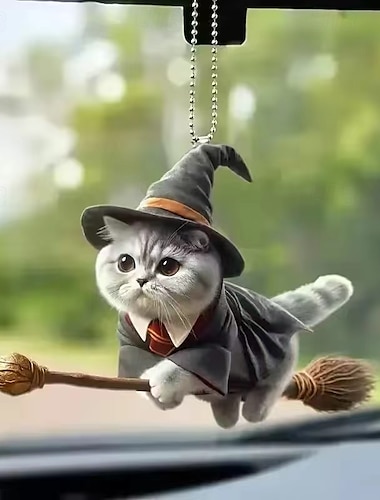 2個のかわいい猫の形をしたバックミラーペンダント自動車内装車リアルな動物吊り下げ飾り車内装装飾