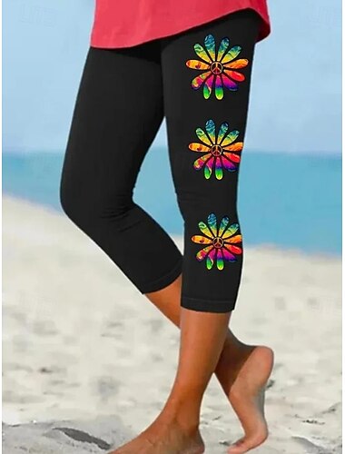  Damleggings Capri Byxor Hög Elasticitet Mode Streetwear Hel Längd Hög Midja Grafisk Rutmönster Tryck Värmande Andningsbar Mjuk Utomhus Daglig Svart Grå Sommar Vår Regular Fit