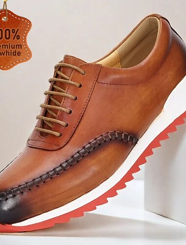  miesten käsintehdyt aidosta nahasta valmistetut oxford-lenkkarit – vintage-nauhalliset vapaa-ajan mekkokengät käsin ommeltuilla yksityiskohdilla liike- ja arkikäyttöön