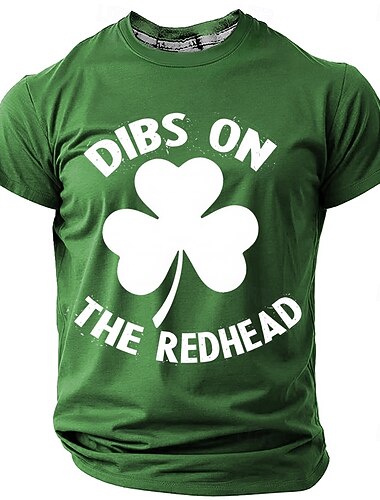  St. Patrick Herren Kleeblatt Irisches T-Shirt Kurzarm T-Shirt 3D-Druck Rundhals T-Shirt Designer Lässig Party Urlaub Club Armeegrün 1 Schwarz Blau Sommer Frühling Kleidung Apparel S M L XL XXL XXXL