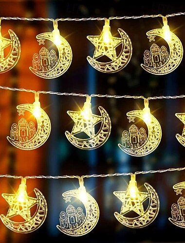  ramadan eid mubarak strenglys - 10/20/40 led star moon lanterns batteridrevne ramadan dekor for hjemme, innendørs og utendørs