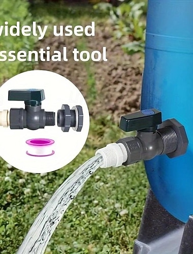  pvc watervat kraan kit, met interne connector en afvoeradapter, kunststof materiaal, universele schroefdraad standaard voor Europa en Amerika, voor watervaten, aquaria, badkuipen, zwembaden, tuin