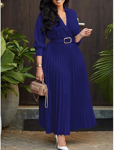  Damen Maxi Kleid Korsett Kleid Arbeitskleid Semi Formal Urlaub Täglicher Regular Fit Unifarben Ärmellos Revers Weiß Rot Dunkelblau Sommer