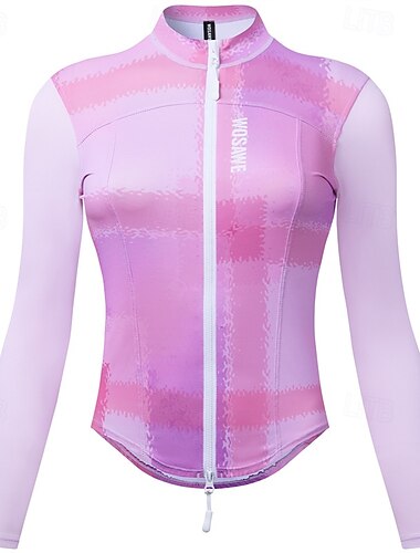  Damen Fahrradjacke Radjacke Radtrikot fahrradbekleidung Fahrradtrikot Langarm Fahhrad Trikot Regenmantel mit 3 Gesäßtaschen MTB Mountain Atmungsaktiv Schnelltrocknend Weiß Rosa Farbblock Sport