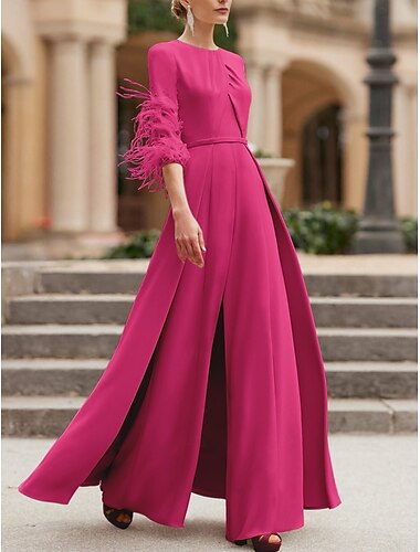  Jumpsuit formell Hochzeits Mutter der Braut elegant vintage bodenlang dehnbares Chiffon halbärmlig mit Derby Renntag Kleid 2025