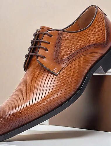  Herenschoenen van bruin geperforeerd leer met vetersluiting – eersteklas rundleer voor formele en zakelijke gelegenheden