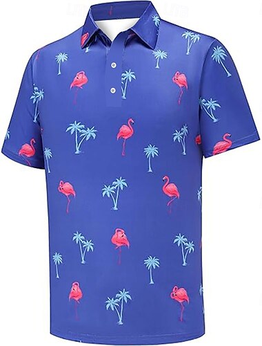  Kentucky Derby Herren Blumen Vogel Polo Kurzarm Polo-Shirts Hemden mit Kragen Lässig Outdoor Alltagskleidung Festival-Outfit 3D-Druck Sommer Frühling Herbst Himmelblau Grün Dunkelblau