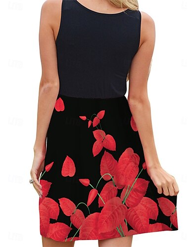  Per donna Mini abito Prendisole Abito linea A Abito sottoveste Abito a spalle scoperte Festività Informale Da mare Giornaliero Standard Floreale Senza maniche Girocollo Bianco e nero Nero Bianco Rosa