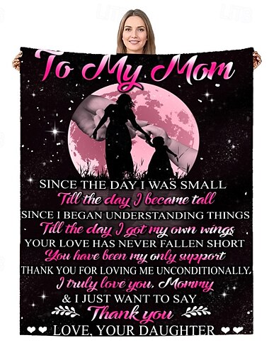  Mother's Day Blanket, A Letter to Mom, Mother's Day Gift  Soft and Cozy Throw, Perfect Gift for Mom, Floral or Heart Design, Warm and Comfortable