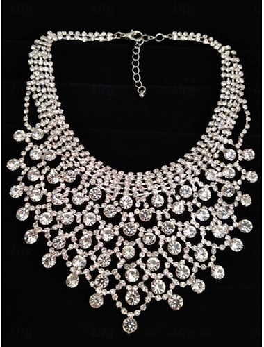  Collar Cromo Cristal natural Mujer Moda Estilo lindo Clásico Boda Forma Geométrica Gargantillas Para Diario