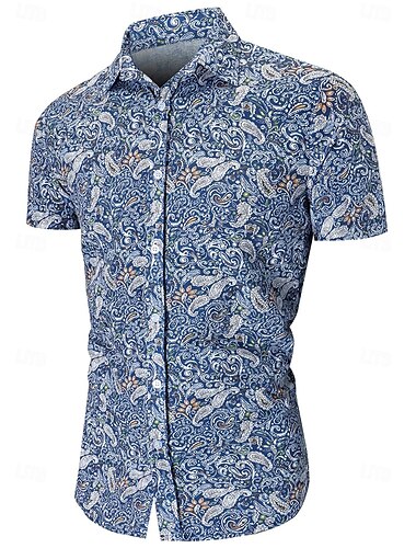  Rétro Vintage Années 1970 Chemise Chemise Aloha Hippie Paisley Homme Vacances Soirée Défilé de la Fierté Adulte Chemise
