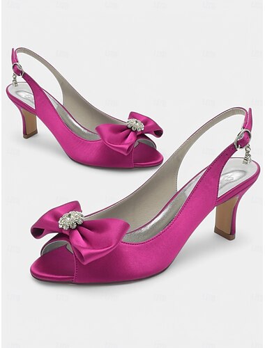  elegante tacco a gattino con cinturino posteriore in raso aperto per donna con dettaglio fiocco – abbellimento in strass, ideale per matrimoni ed eventi serali