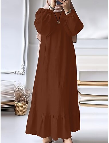  Damen Kleid Abaya Maxikleider Dubai islamisch arabisch Muslim Ramadan Erwachsene Kleid