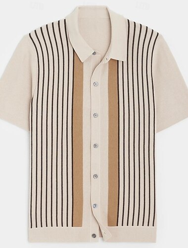  Rétro Vintage Années 1970 Chandail Chemise Gilet Hippie Bouton vers le bas Rayé Homme Vacances Tenue Quotidienne Défilé de la Fierté Adulte Haut Printemps & Été