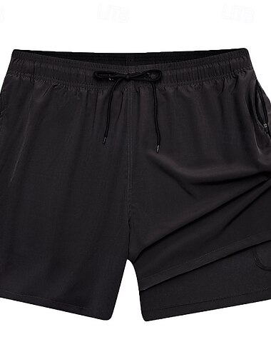  Hombre Bañadores Pantalones Bañador Natación Corto Pantalones de Surf Prendas de abajo Correa 2 en 1 Con bolsillos Natación Surf Playa Deportes acuáticos Color sólido Verano Primavera