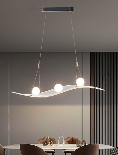  クリエイティブ LED ペンダントライト モダン リニア LED シャンデリア 調光可能なペンダント照明 リモコン付き 調節可能な吊り下げ照明器具 キッチン 寝室 ダイニング リビングルーム 110-240V