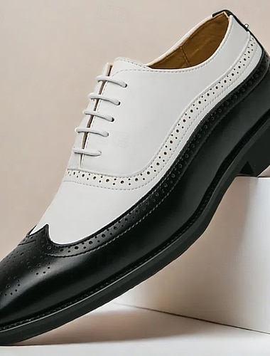  klassiske brogue oxford-sko for menn – tofargede formelle kjolesko med perforerte detaljer for forretnings- og bryllupsantrekk