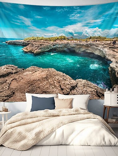  Landschaft Meerblick Wandteppich Wandkunst Großer Wandteppich Mural Deko Fotografischer Hintergrund Decke Vorhang Heim Schlafzimmer Wohnzimmer Dekoration