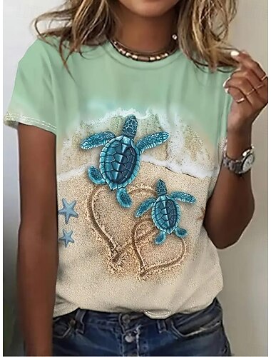  Dames T-shirt Bloemig Grafisch roze Elegant Vintage Modieus Korte mouw Ronde hals Normale tops Dagelijks Uitgaan Weekend Afdrukken Wit Lichtgroen blauw Stoffig blauw Bruin Zomer
