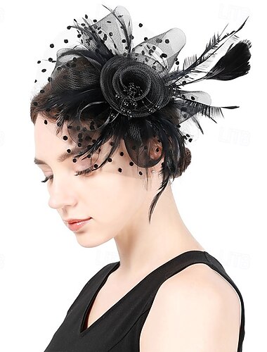  Hüte Polyester Fedora-Hut Abendgesellschaft Cocktail Elegant Vintage Kuschelig Mit Blumig Kopfschmuck Kopfbedeckung