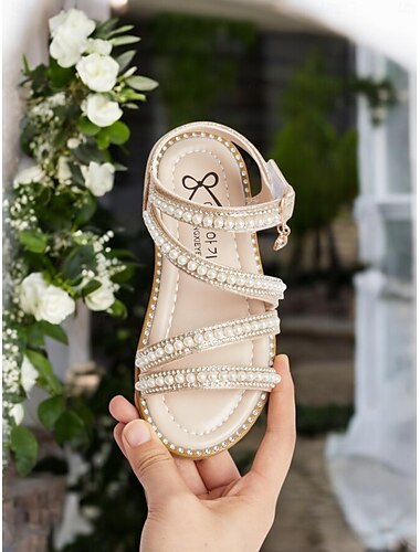  Perlenriemchen-Sandalen für Mädchen – stilvolles Hochzeitsschuhwerk für Blumenmädchen