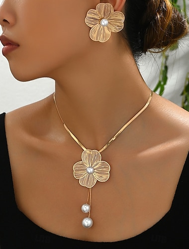  Sieradenset 1 set Legering 1 Ketting Oorbellen Dames Modieus Sieraden set Voor Feest Bruiloft gast