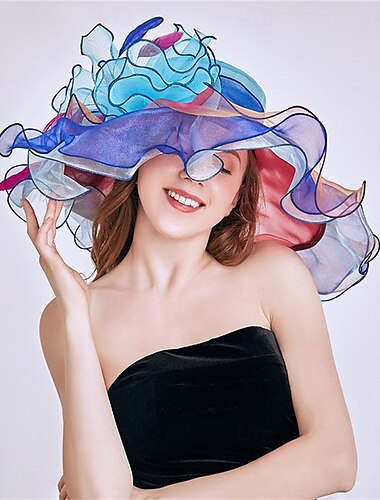  Kopfschmuck Organza Sonnenhut Hochzeit Geburtstag Teegesellschaft Pferderennen Elegant Vintage Niedlich Mit Blumig Kopfschmuck Kopfbedeckung
