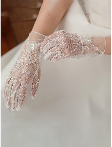  Dentelle Longueur Poignet Gant Dentelle Avec Perle fausse / Appliques Gants de Mariage / Fête