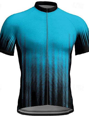  Herren Radtrikot Kurzarm Fahhrad T-Shirt Trikot mit 3 Gesäßtaschen Mountainbike MTB Atmungsaktiv Schnelltrocknend Anatomisches Design Feuchtigkeitsableitend Schwarz Rot Marinenblau Farbverlauf Sport