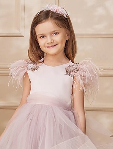  Ballkleid Knielang Blumenmädchenkleid Quinceañera Gefrorene Elsa Mädchen Süßes Ballkleid Tüll mit Gerafft Königlicher Stil Tutu Fit 3-16 Jahre