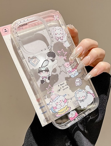  telefon Ügy Kompatibilitás iPhone 16 15 14 Pro Max iPhone 16e iPhone 13 Fekete tok Állvánnyal Ütésálló Rajzfilm TPU Akril