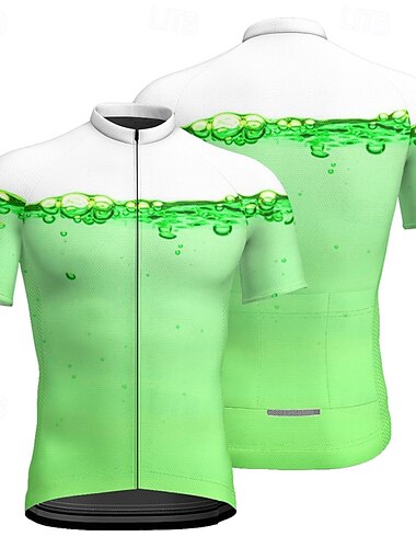  Herren Radtrikot fahrradbekleidung Fahrradtrikot Kurzarm Fahhrad T-Shirt Trikot mit 3 Gesäßtaschen MTB Mountain Atmungsaktiv Schnelltrocknend Anatomisches Design Schweißtransportierend Grün Sport