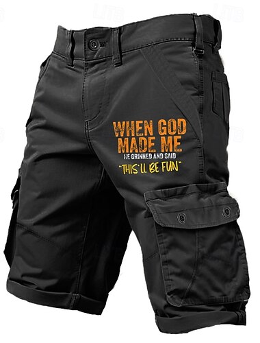  Herren Grafik Mit Buchstaben bedruckt Lustig Cargo-Shorts Arbeitsshorts Mittlere Taille Klassisch Lässig Outdoor Campen und Wandern Mehrere Taschen Designer Bekleidung