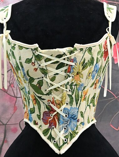  Retro Vintage Mittelalterlich Renaissance Korsett Weste Bustier Wikinger Schnürung Blumen Damen Keltisch Fantasie Halloween Karneval Leistung Party LARP Erwachsene Korsett