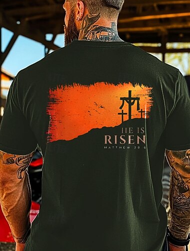  Easter Men's Jesus Christian T Shirt Short Sleeve T shirt 3D Print Crew Neck Shirt Designer Casual Party Holiday Black Blue Green Summer Spring Clothing Apparel S M L XL XXL XXXL
